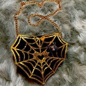 Betsey Johnson spiderweb heart bag
